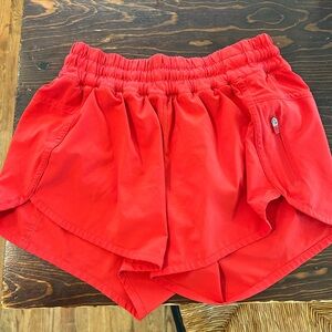 Red Lulu Lemon Tracker Shorts Size 6